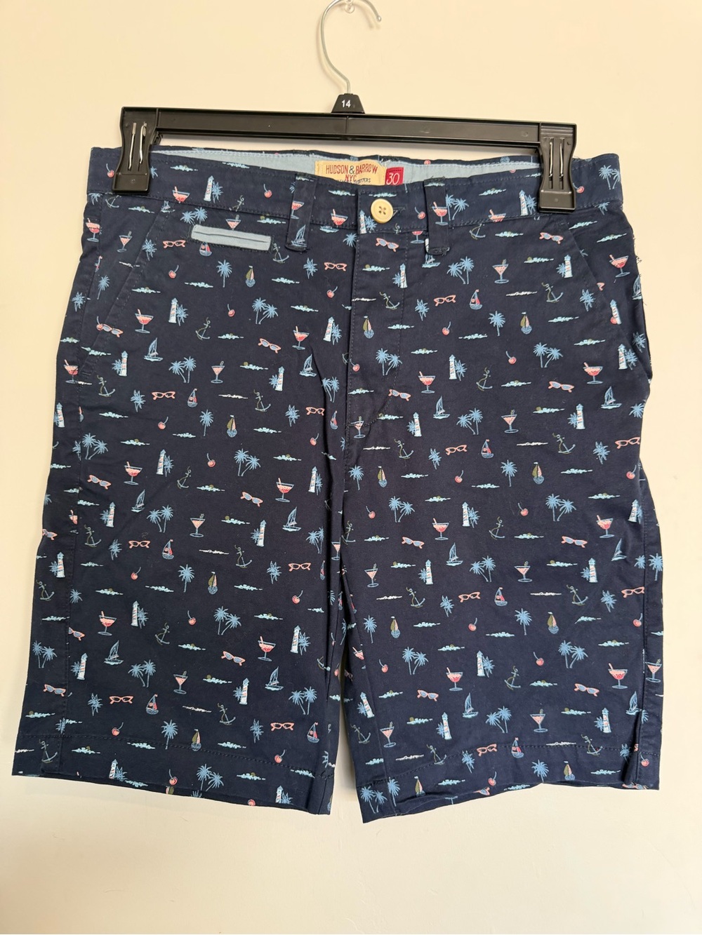 Hudson & Barrow Novelty Print Shorts Men’s Size 30 Navy Summer